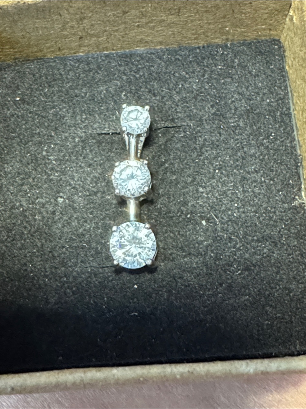 Sterling Silver Triple Round CZ Drop Pendant - White